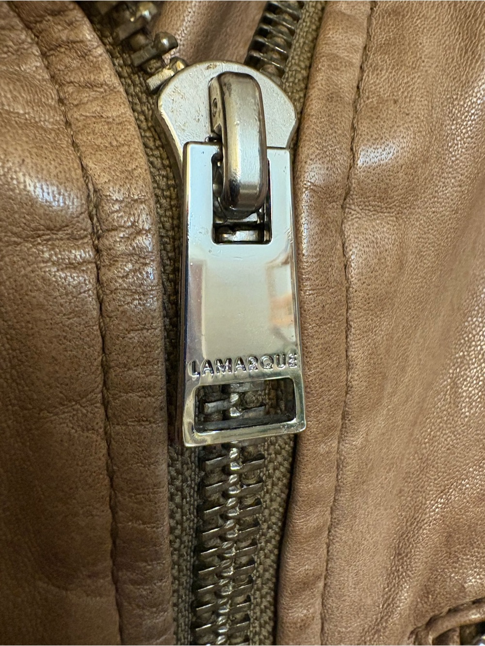 Women’s Lamarque Tan Leather Moto Jacket - Picture 5 of 14